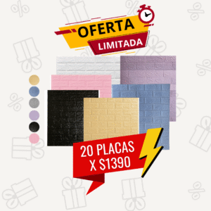 🧱 Pack por 20 Placas Autoadhesivas Imitación Ladrillo