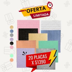 🧱 Pack por 20 Placas Autoadhesivas Imitación Ladrillo