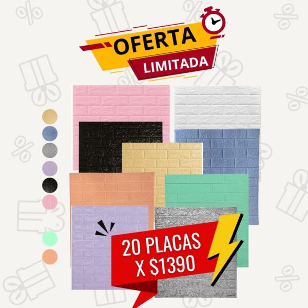 🧱 Pack por 20 Placas Autoadhesivas Imitación Ladrillo