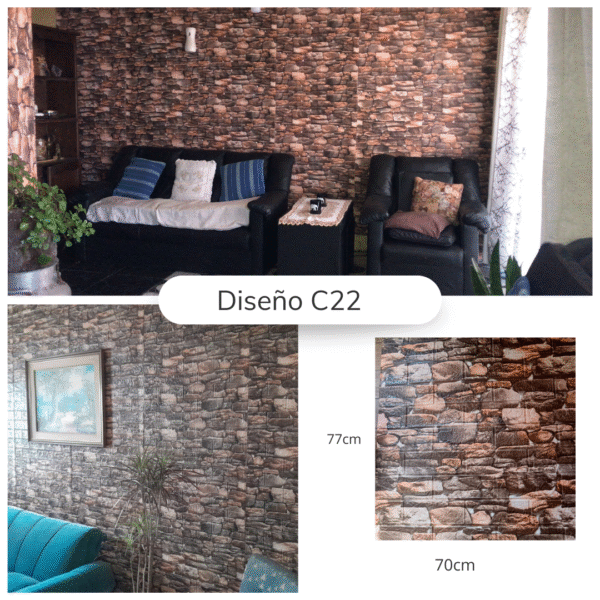 🧱 Pack x 20 Placas Autoadhesivas Imitación Piedra (70x77cm) – Cobertura Total: 10,8 m²