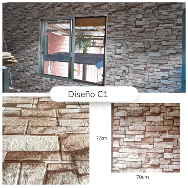 🧱 Pack x 20 Placas Autoadhesivas Imitación Piedra (70x77cm) – Cobertura Total: 10,8 m²