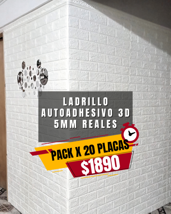 🧱 Pack x 20 Placas Autoadhesivas Imitación ladrillo 5mm de espesor💣